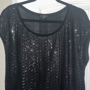 Express Black Sequin Blouse